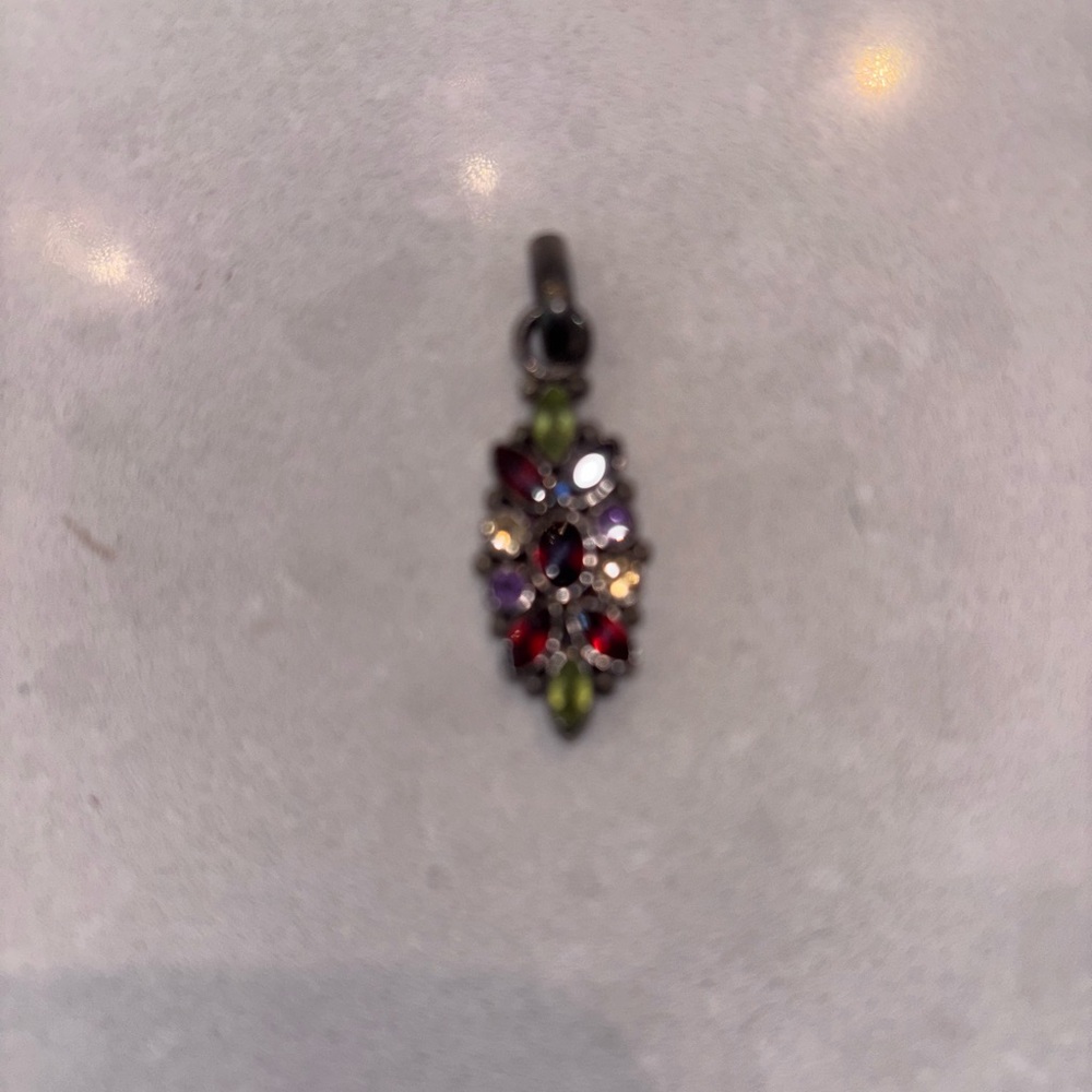 Elegant Multicolor Sterling Gemstone Pendant and Earrings